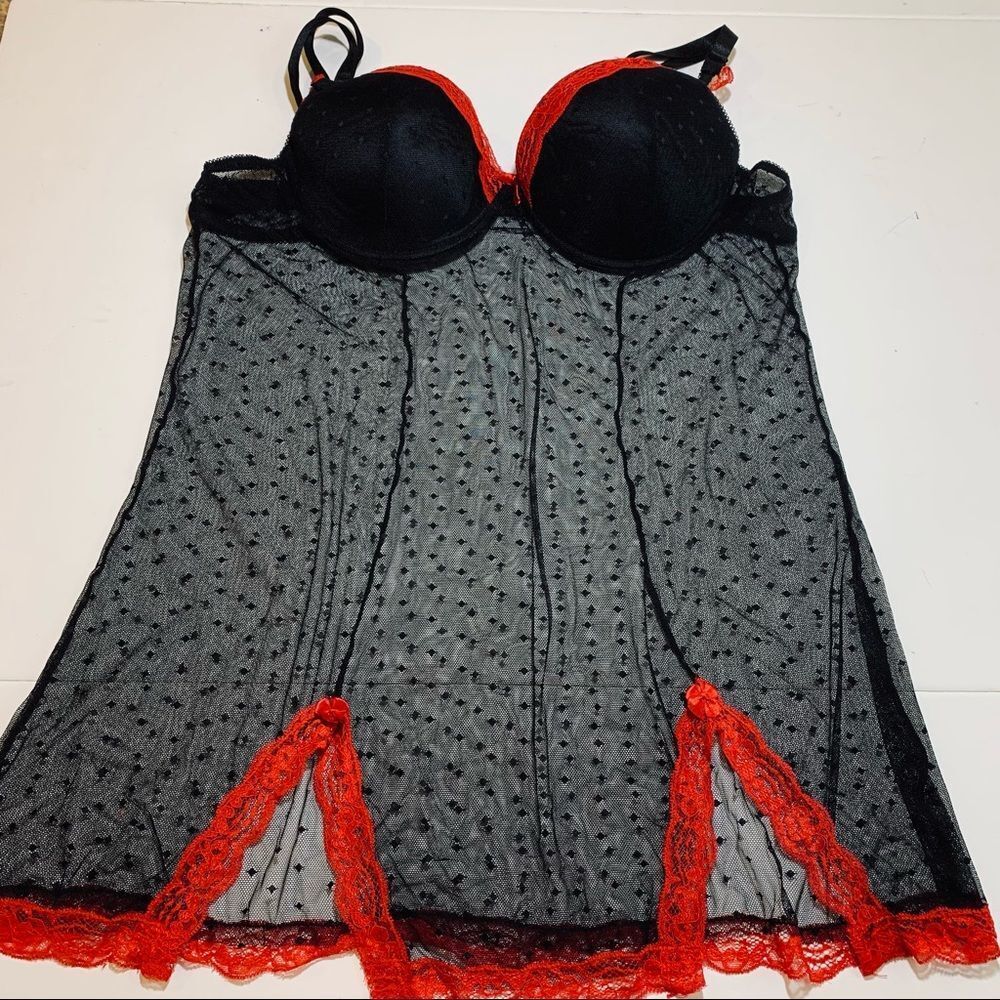Just‎ Sexy Lingerie Black & Red Lace Chemise 2X